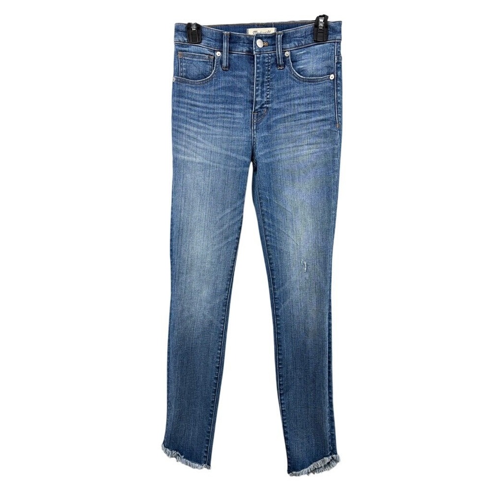 Madewell Jeans Womens Sz 25 10" High-Rise Skinny Blue Raw Frayed Step Hem